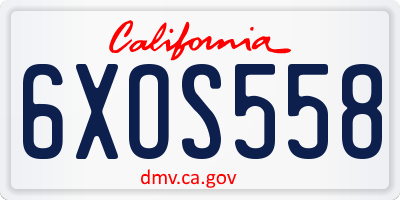 CA license plate 6XOS558