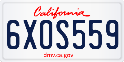 CA license plate 6XOS559