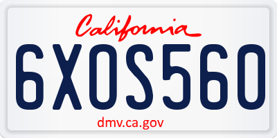 CA license plate 6XOS560