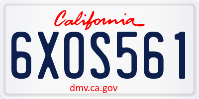 CA license plate 6XOS561
