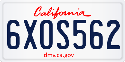 CA license plate 6XOS562