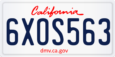 CA license plate 6XOS563