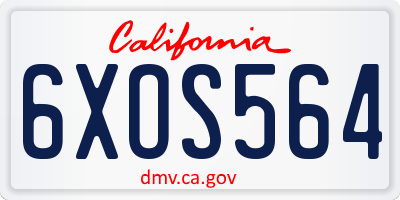 CA license plate 6XOS564