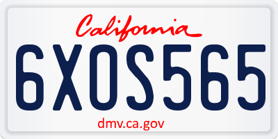 CA license plate 6XOS565