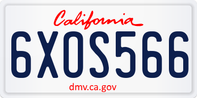 CA license plate 6XOS566