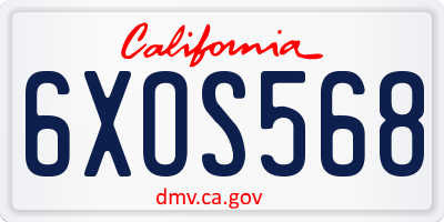 CA license plate 6XOS568