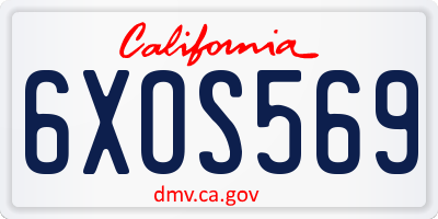 CA license plate 6XOS569