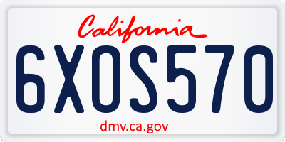 CA license plate 6XOS570