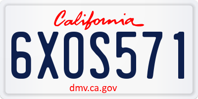 CA license plate 6XOS571