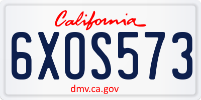 CA license plate 6XOS573