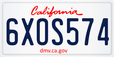 CA license plate 6XOS574