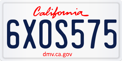 CA license plate 6XOS575