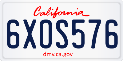 CA license plate 6XOS576
