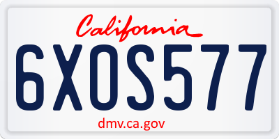 CA license plate 6XOS577