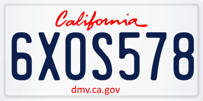 CA license plate 6XOS578