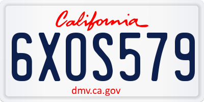 CA license plate 6XOS579