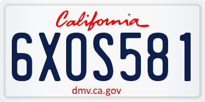 CA license plate 6XOS581