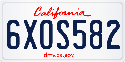 CA license plate 6XOS582