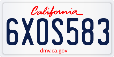 CA license plate 6XOS583