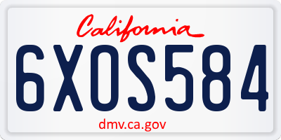 CA license plate 6XOS584