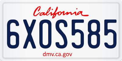 CA license plate 6XOS585