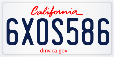 CA license plate 6XOS586