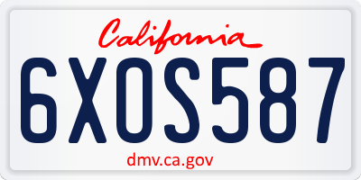 CA license plate 6XOS587