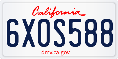 CA license plate 6XOS588