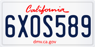 CA license plate 6XOS589