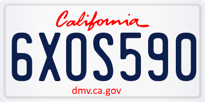 CA license plate 6XOS590