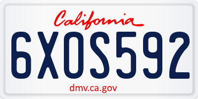 CA license plate 6XOS592