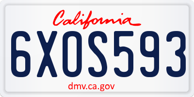 CA license plate 6XOS593