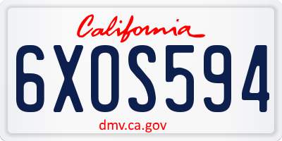 CA license plate 6XOS594