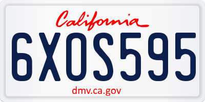 CA license plate 6XOS595