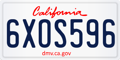 CA license plate 6XOS596