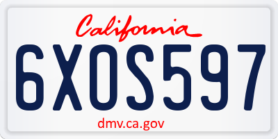 CA license plate 6XOS597