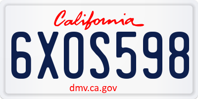 CA license plate 6XOS598