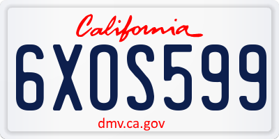 CA license plate 6XOS599