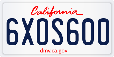 CA license plate 6XOS600