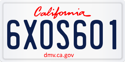 CA license plate 6XOS601