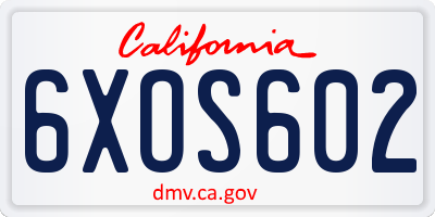 CA license plate 6XOS602