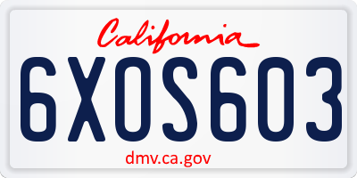 CA license plate 6XOS603