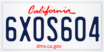 CA license plate 6XOS604