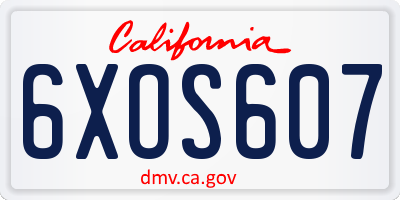 CA license plate 6XOS607