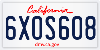 CA license plate 6XOS608