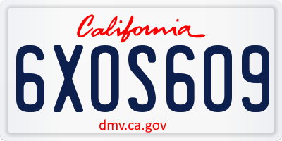 CA license plate 6XOS609
