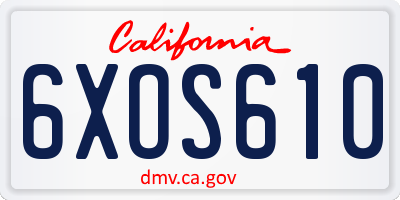 CA license plate 6XOS610