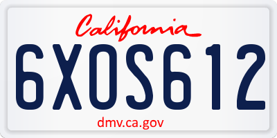 CA license plate 6XOS612
