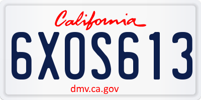 CA license plate 6XOS613