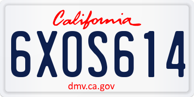 CA license plate 6XOS614